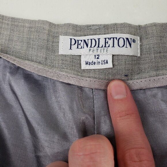 Pendleton Virgin Wool Dress Pants Womens 12 Petite Gray Wide Leg Lined Trousers - Picture 11 of 15